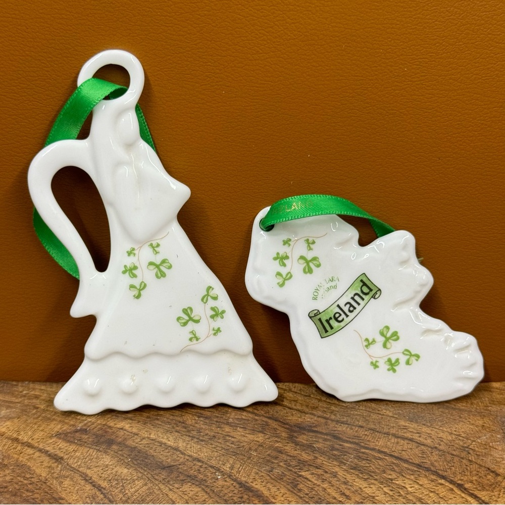 Royal Tara Map of Ireland & Angel Bone China Christmas Ornaments Handcrafted